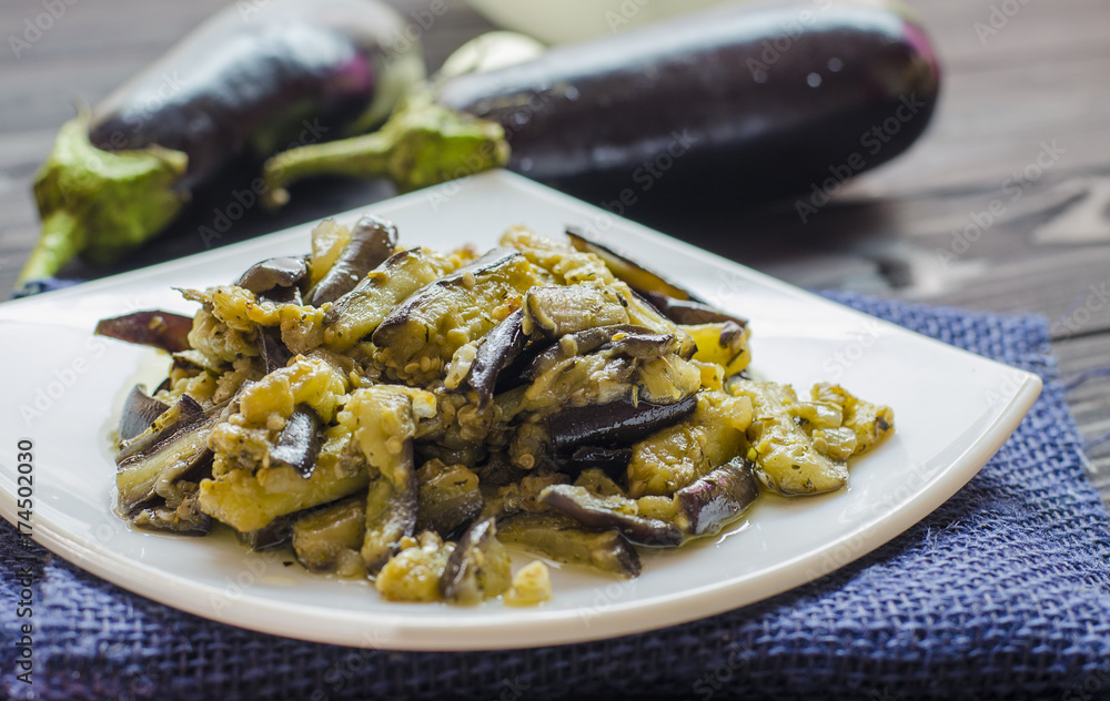 fried eggplants with garlic