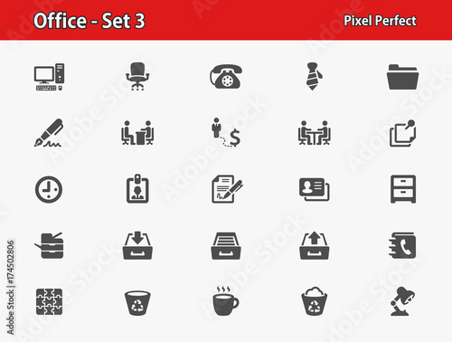 Office Icons. Professional, pixel perfect icons optimized for both large and small resolutions. EPS 8 format.