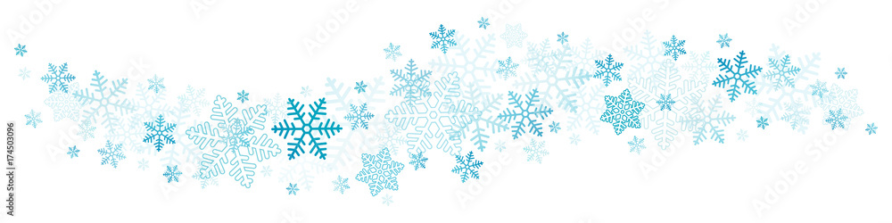 Naklejka premium Snowflakes Border Blue