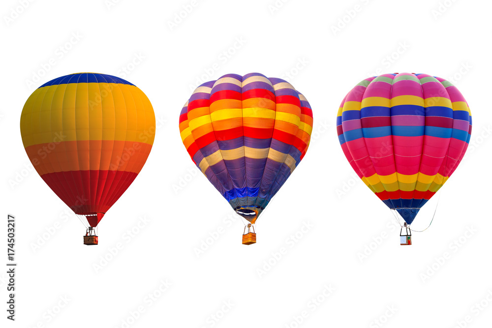 Fototapeta premium Triple hot air balloons isolated on white background