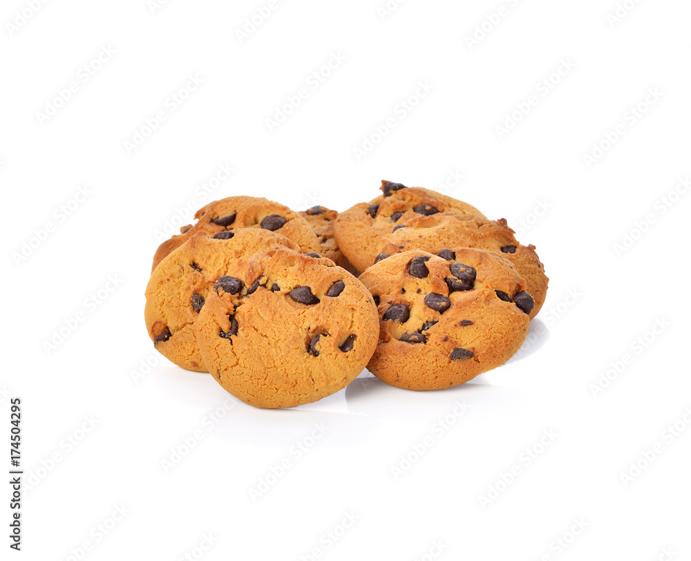 Chocolate chip cookie on white Chocolate chip cookie on white