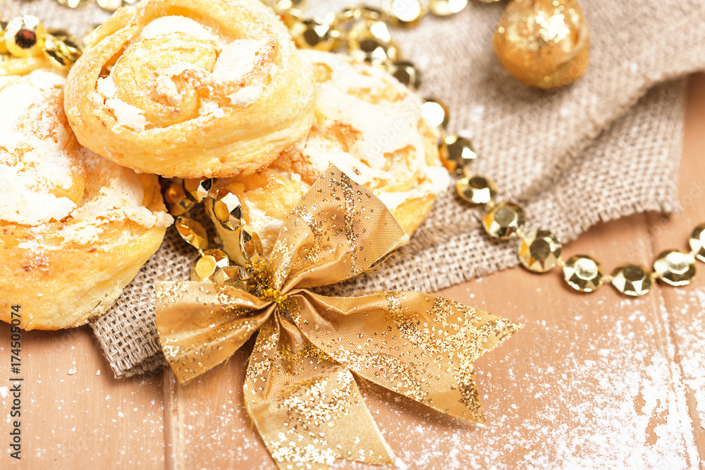 Homemade Christmas cookies with festive decoration. xmas dessert, Homemade Christmas cookies with festive decoration. xmas dessert,