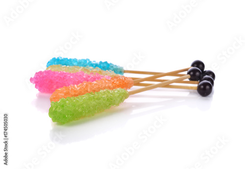 Candy sugar on a sticks. With white background.