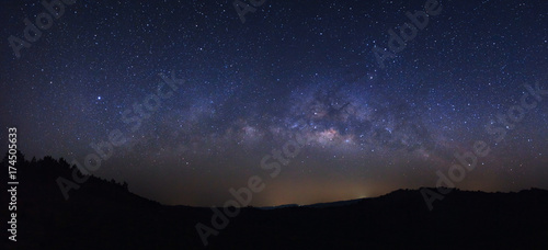 Panorama galaktyki Drogi Mlecznej z gwiazdami i pyłem kosmicznym we wszechświecie