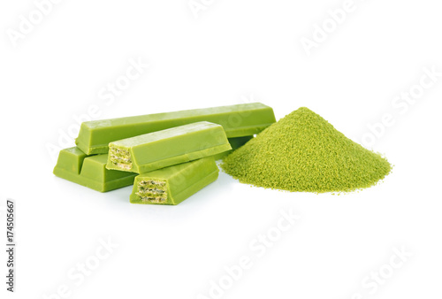 matcha  chocolate on white background