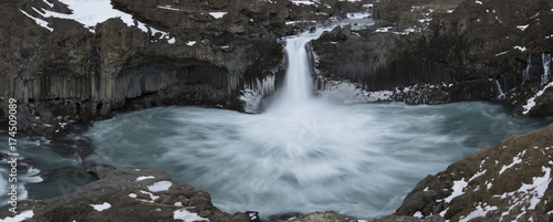 Aldeyjarfoss Waterfall In Northern Iceland At Winter photo