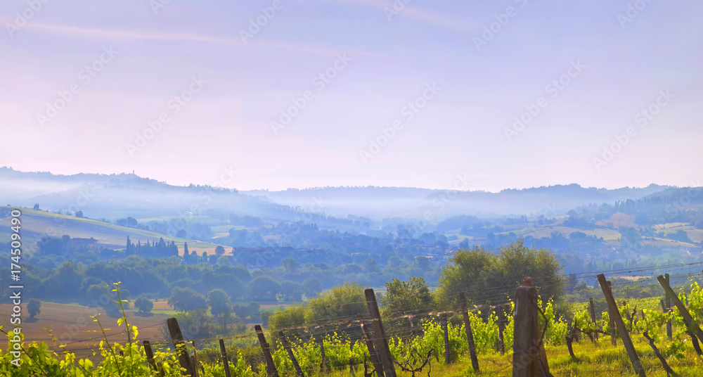 Toskana-Panorama, Morgenstimmung im Chianti-Gebiet 