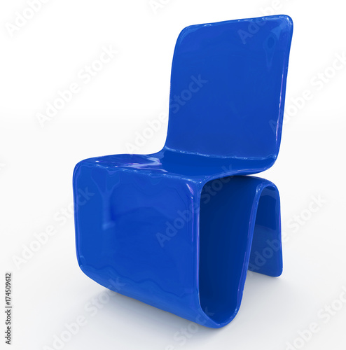 modern chair design - blue - isolated on white