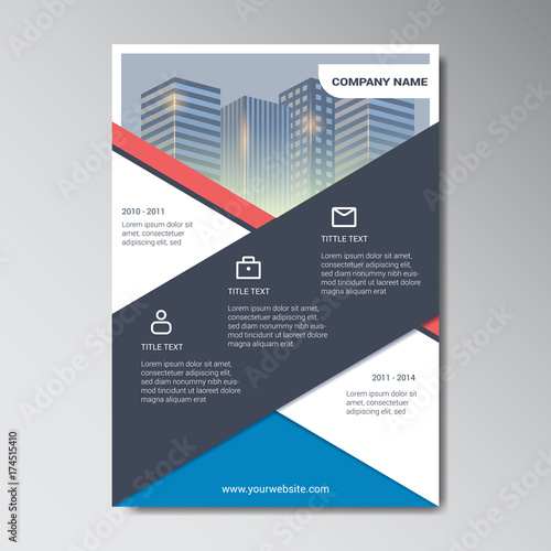 Company Brochure design template with icon placeholder and building background