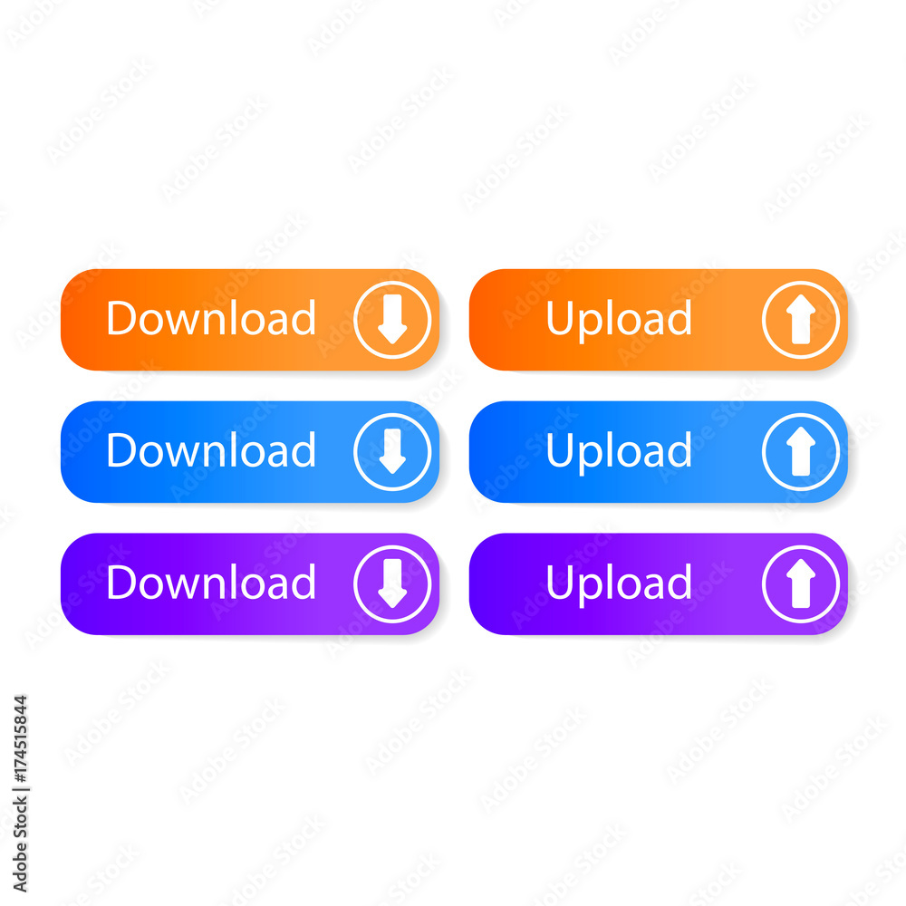 Set of download and upload buttons on white background Set of download and upload buttons on white background