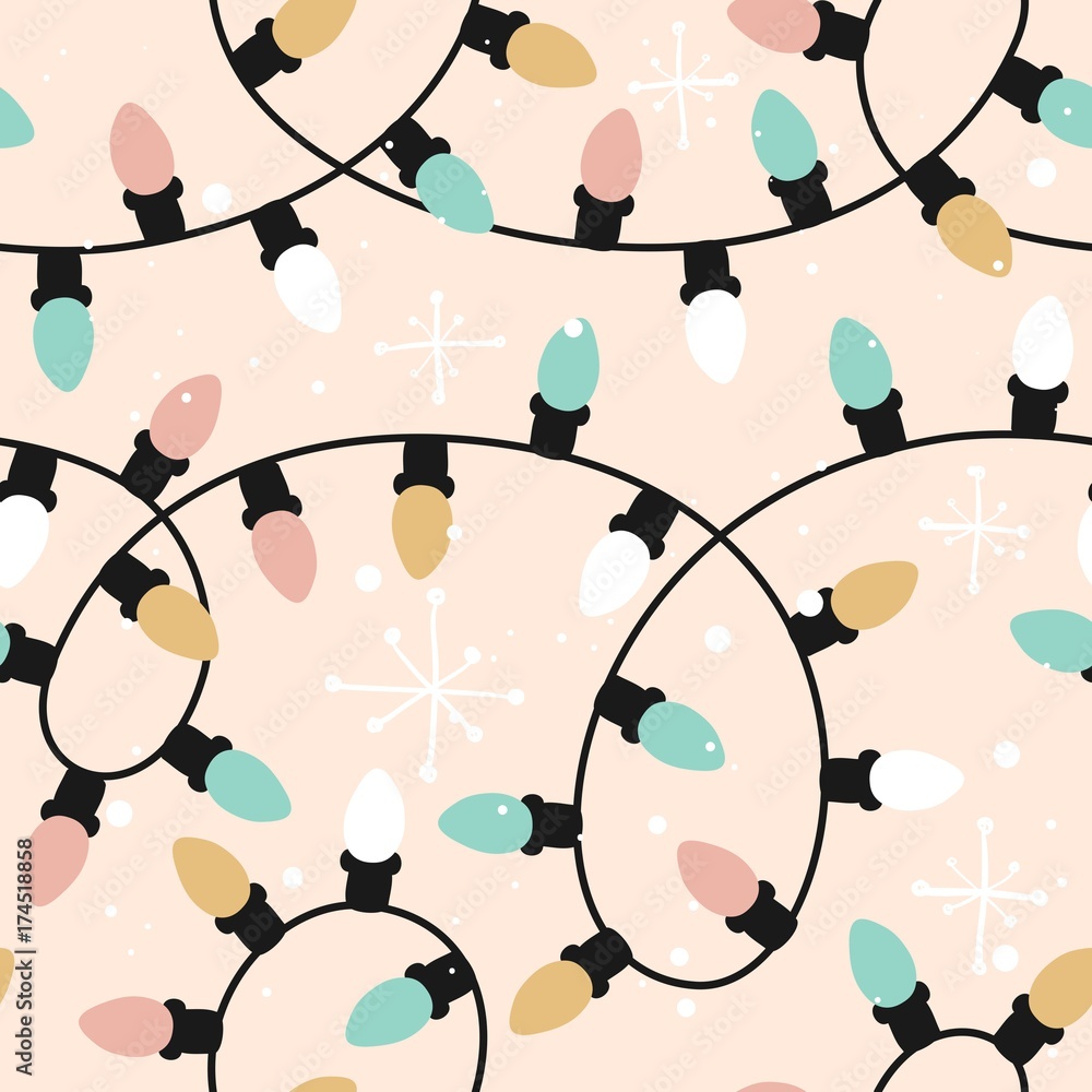 Christmas seamless pattern with garland.
