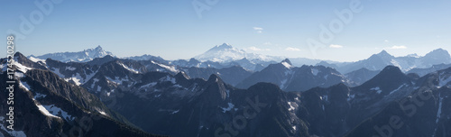 Beautiful Panoramic View of Canadian Mountain Landscape during a vibrant sunny summer day. Taken near Chilliwack, East of Vancouver, British Columbia, Canada.   © edb3_16