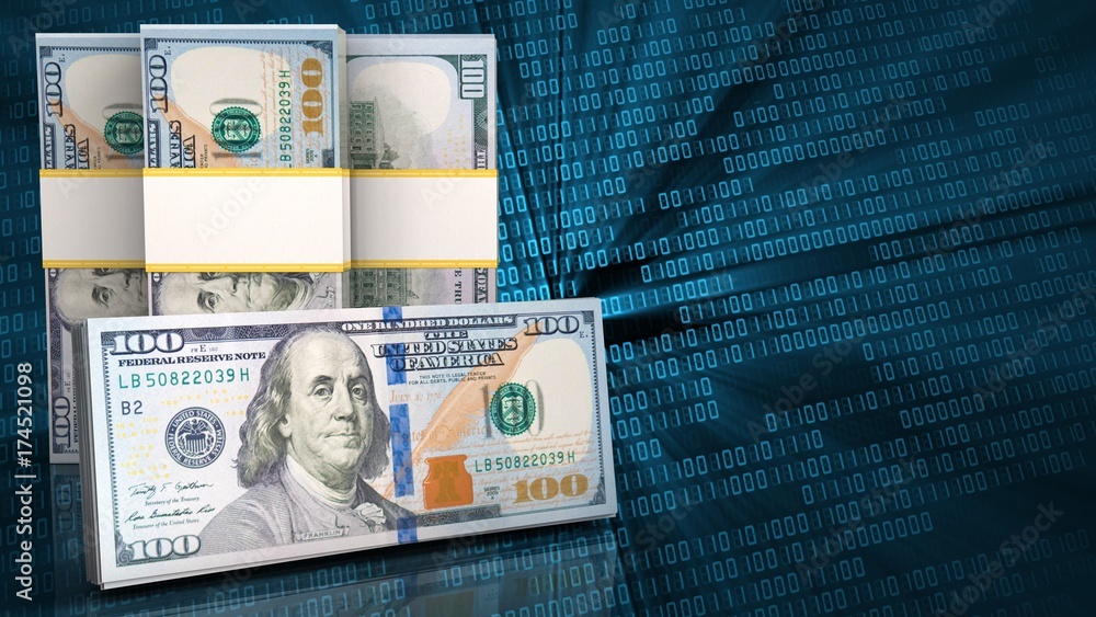 Fototapeta premium 3d of dollar banknotes