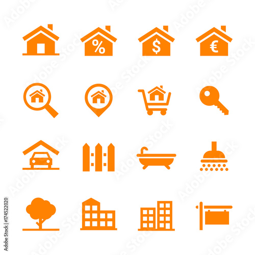 Real estate icon button set