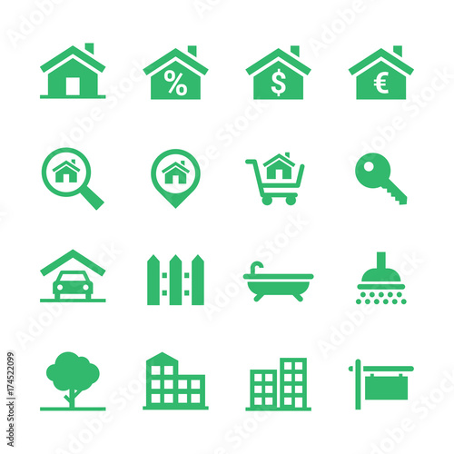Real estate icon button set