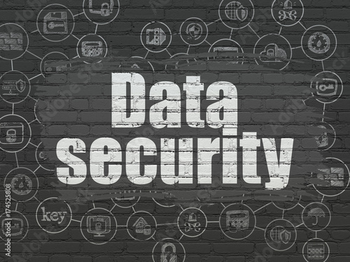 Safety concept  Data Security on wall background