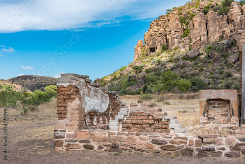 Ruins of a brick building on Ft Davis miliary post photo