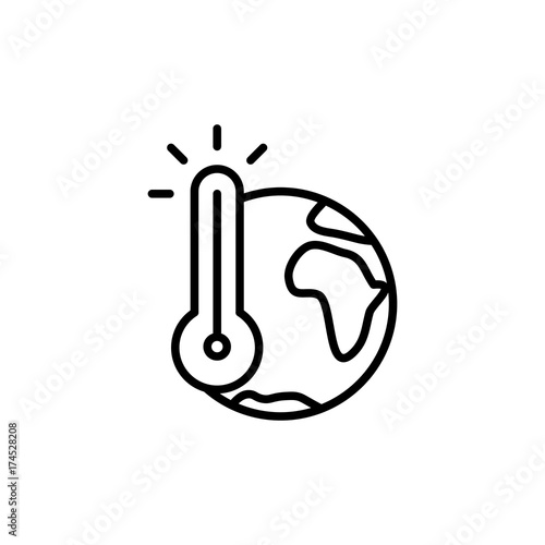 thin line global warming icon