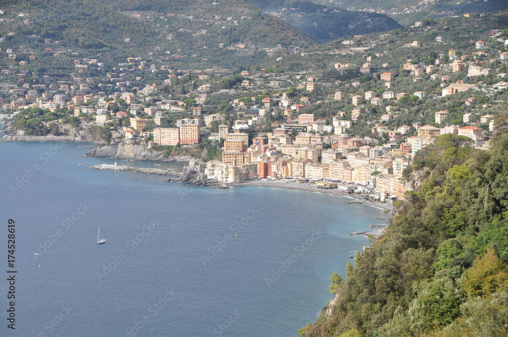 Camogli and the Paradise Gulf seen from San Rocco, Liguria, Italy