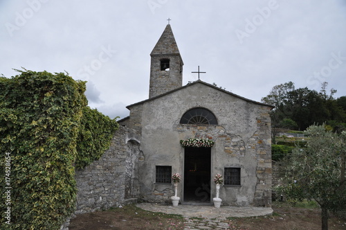 old Romanic church in Ruta, Camogli, Genova province, Liguria, Italy