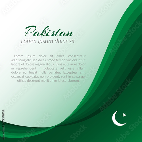 Pattern with inscription Pakistan  background of curved green lines Vector