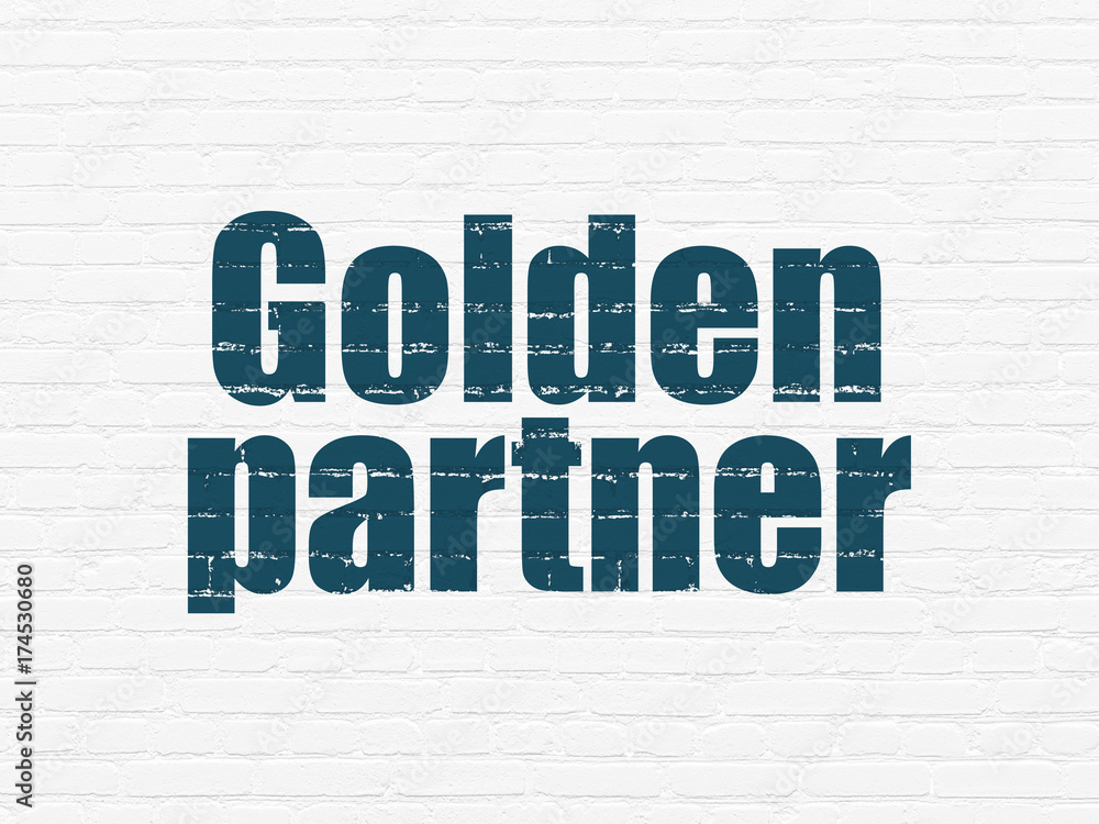 Finance concept: Golden Partner on wall background Finance concept: Golden Partner on wall background