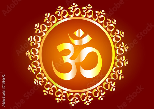 Hindu mantra writing "Shree" and "Aum" or "Om" vector design 