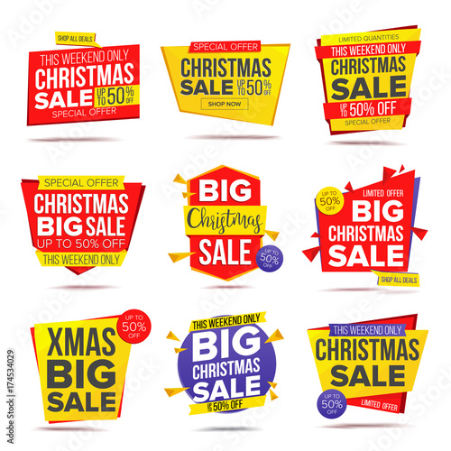 Biggest Xmas Offer Sale Banner Vector. Crazy Sale Poster. Isolated Illustration