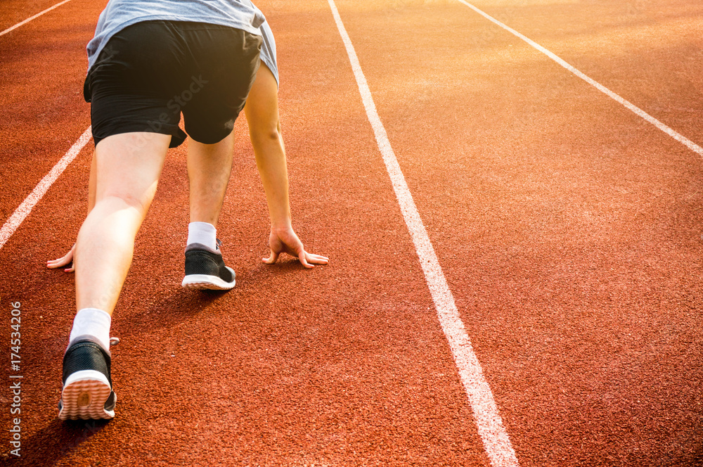 Athletic ready on starting point and ready for competition Athletic ready on starting point and ready for competition