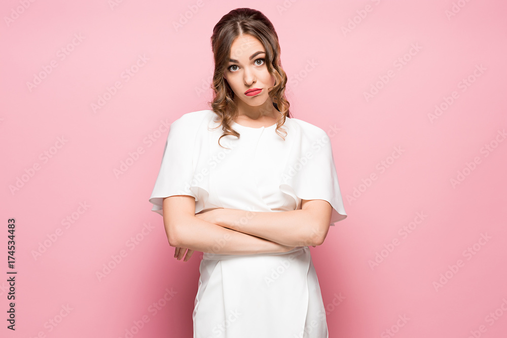 The young woman's portrait with thoughtful emotions The young woman's portrait with thoughtful emotions