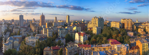 Beautiful area of kiev near the city center at sunset time  aerial photography in Kiev  Ukraine