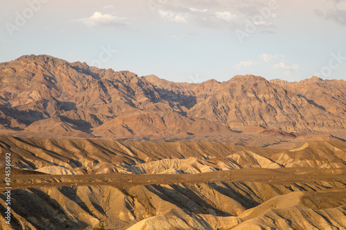 Zabriskie Point in Death Valley at sunset 