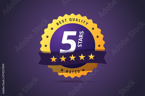 Five stars rating round medal.