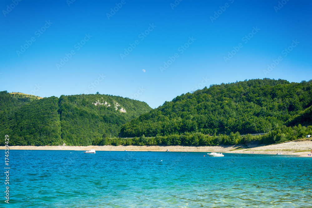 Fototapeta premium Kokin Brod, Serbia August 01, 2017: Zlatar Lake in Serbia