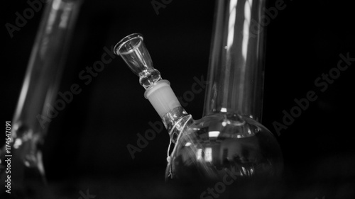 glass bongs for smoking weed close-up soft focus. smoking accessories marijuana photo