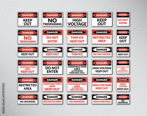 Danger Interdiction Emergency Signs Vectorial Design