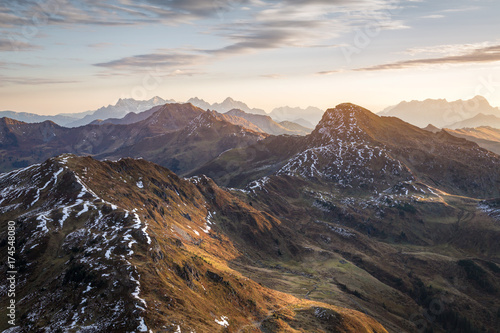 Beautiful mountain landscape in morning light in autumn, Austria