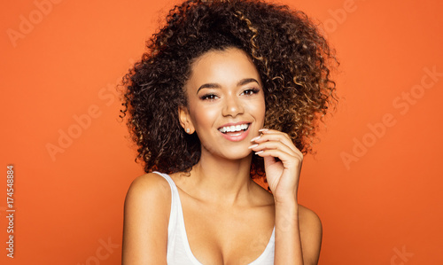 Portrait of beautiful african american female model smiling
