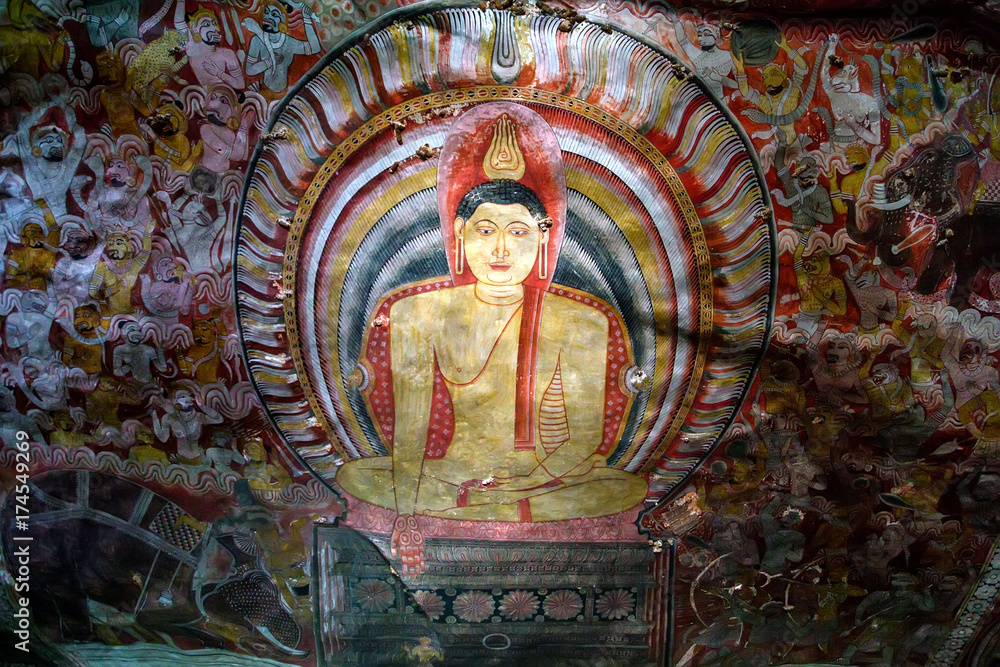 Images of meditating Buddha in Dambulla