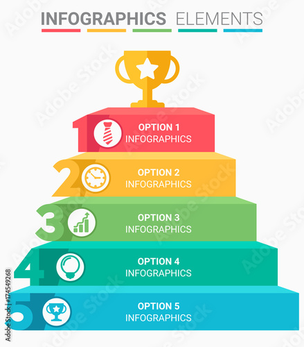 INFOGRAPHICS element abstract design the number top five list template