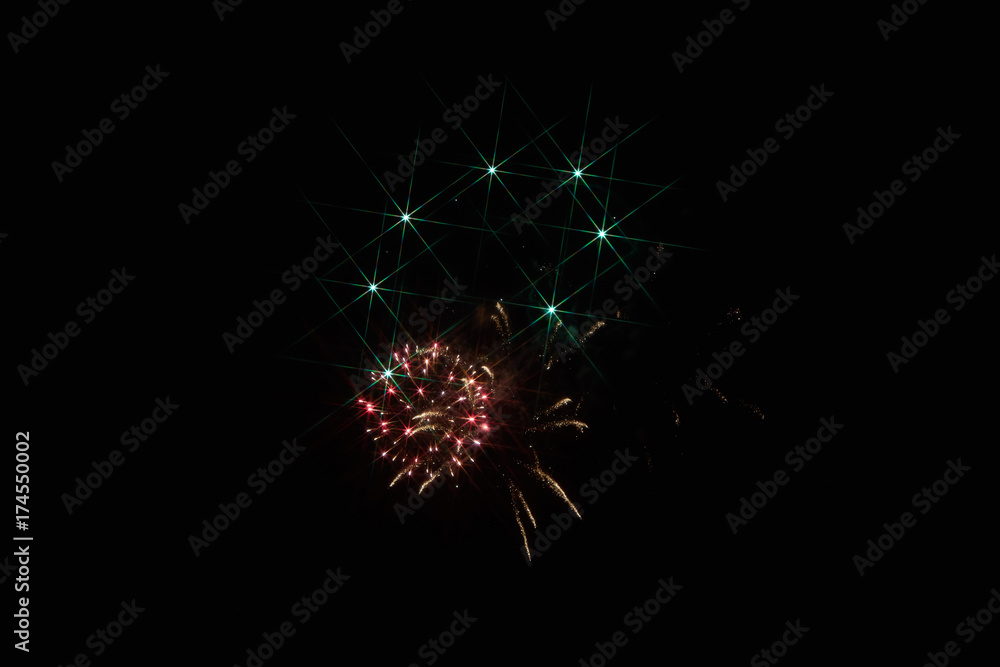 Obraz premium Festive fireworks in the dark sky
