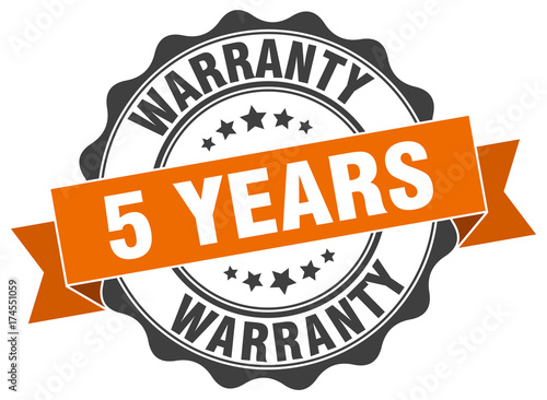 5 years warranty stamp. sign. seal