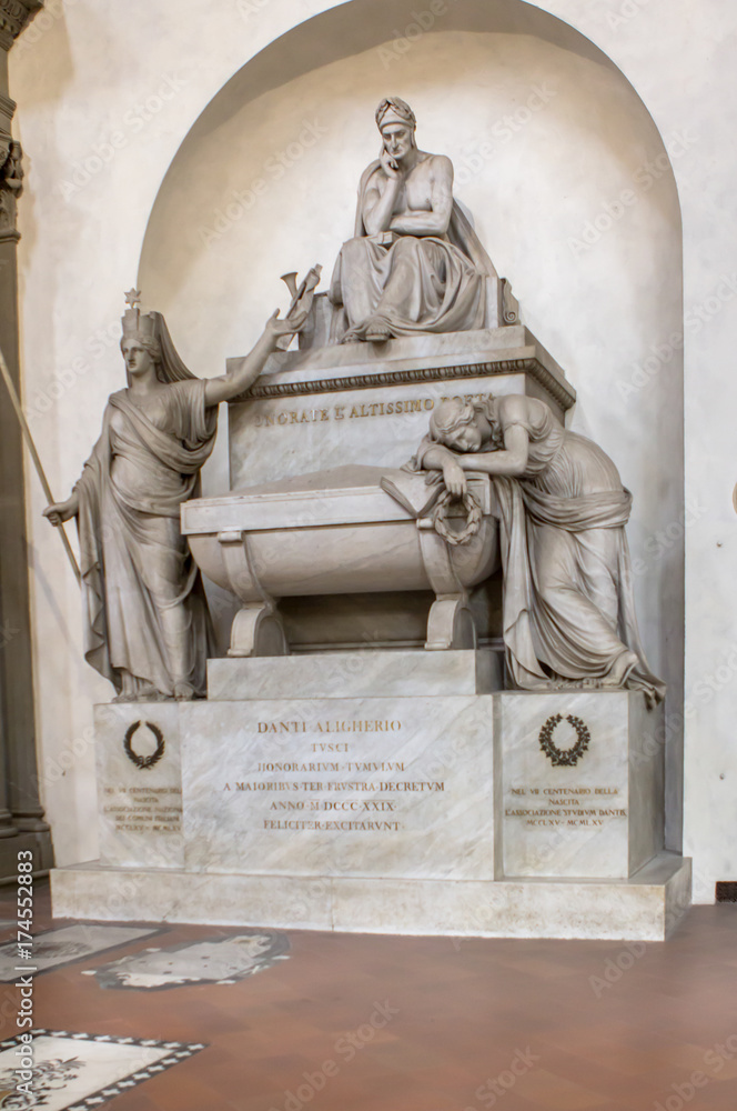 Grave of the major Italian poet Dante Alighieri (Danti Aligherio) in  Basilica of Santa Croce, Florence Stock Photo | Adobe Stock