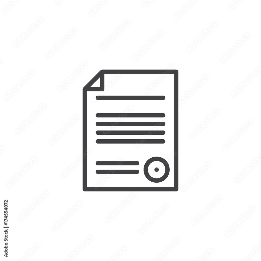 Agreement document line icon, outline vector sign, linear style pictogram isolated on white. Symbol, logo illustration. Editable stroke