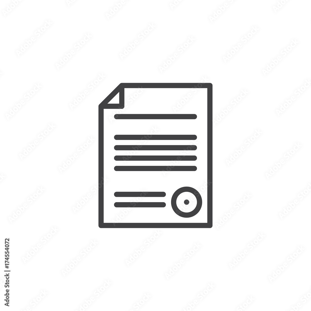 Agreement document line icon, outline vector sign, linear style pictogram isolated on white. Symbol, logo illustration. Editable stroke Agreement document line icon, outline vector sign, linear style pictogram isolated on white. Symbol, logo illustration. Editable stroke