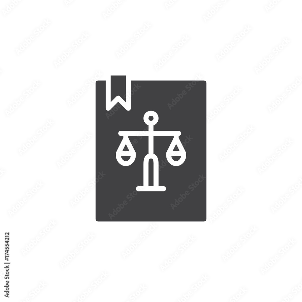 Law book icon vector, filled flat sign, solid pictogram isolated on white. Symbol, logo illustration. Law book icon vector, filled flat sign, solid pictogram isolated on white. Symbol, logo illustration.