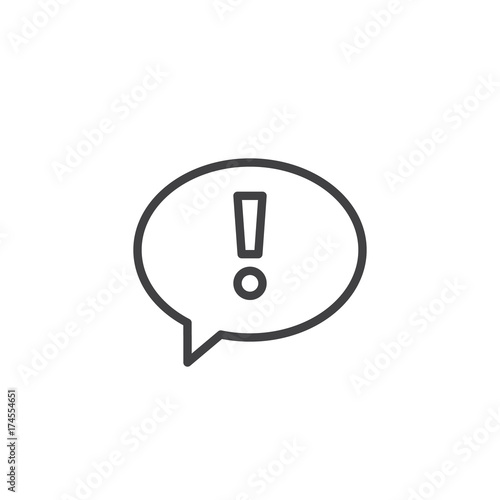 Statement line icon, outline vector sign, linear style pictogram isolated on white. Exclamation point in speech bubble symbol, logo illustration. Editable stroke