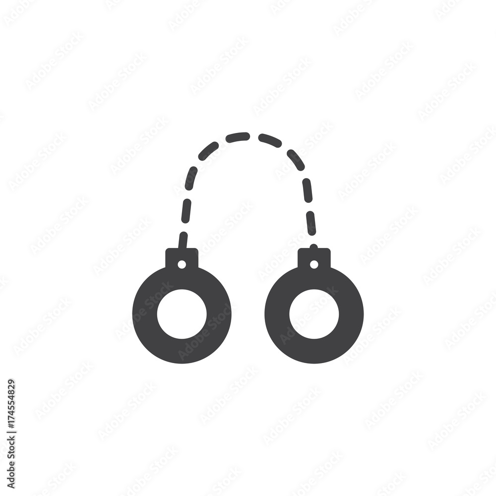 Handcuffs icon vector, filled flat sign, solid pictogram isolated on white. Symbol, logo illustration. Handcuffs icon vector, filled flat sign, solid pictogram isolated on white. Symbol, logo illustration.