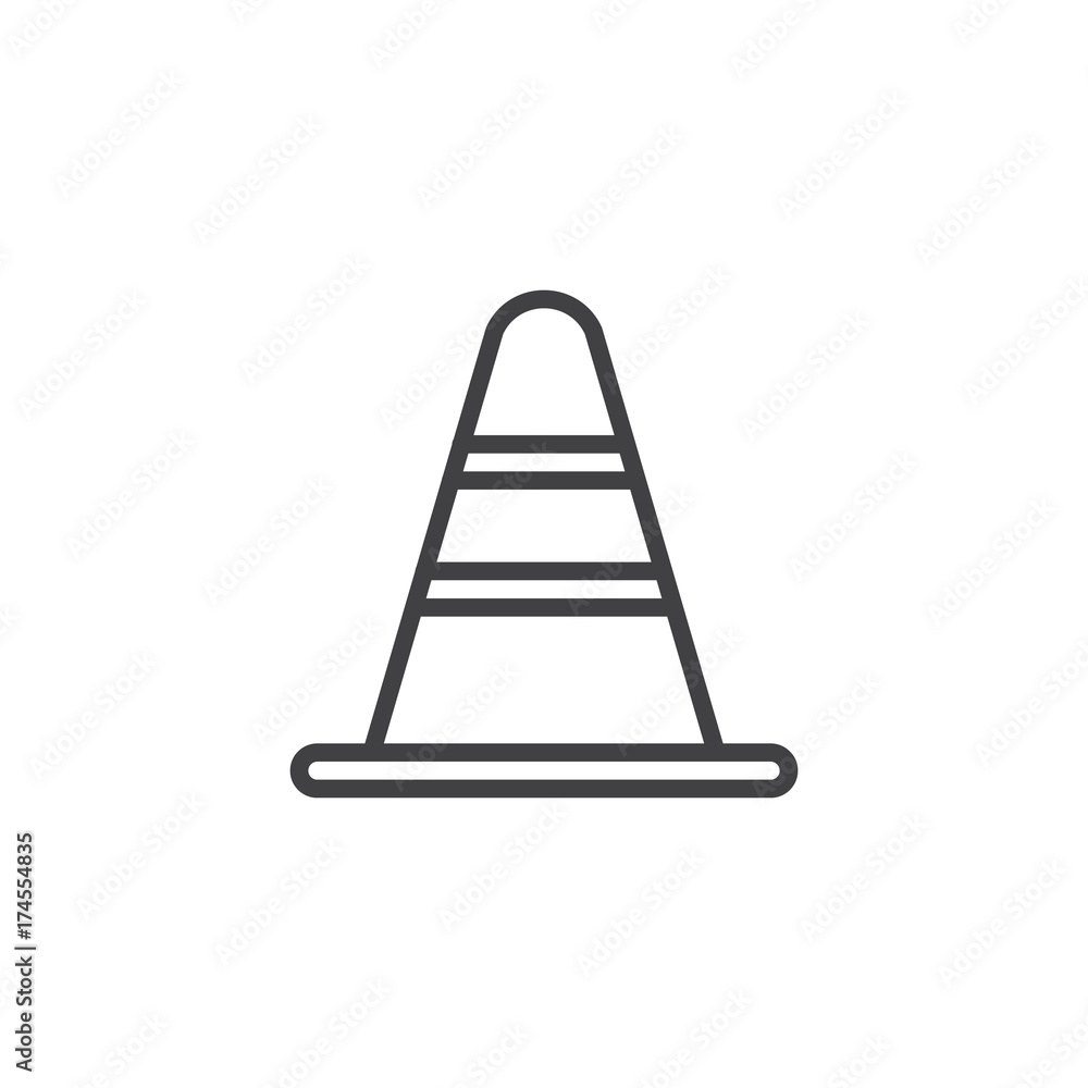 Traffic cone line icon, outline vector sign, linear style pictogram isolated on white. Symbol, logo illustration. Editable stroke Traffic cone line icon, outline vector sign, linear style pictogram isolated on white. Symbol, logo illustration. Editable stroke