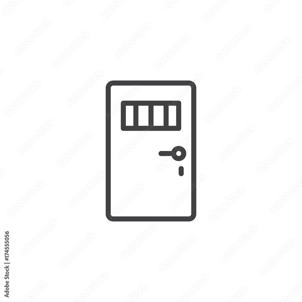 Prison door line icon, outline vector sign, linear style pictogram isolated on white. Symbol, logo illustration. Editable stroke Prison door line icon, outline vector sign, linear style pictogram isolated on white. Symbol, logo illustration. Editable stroke